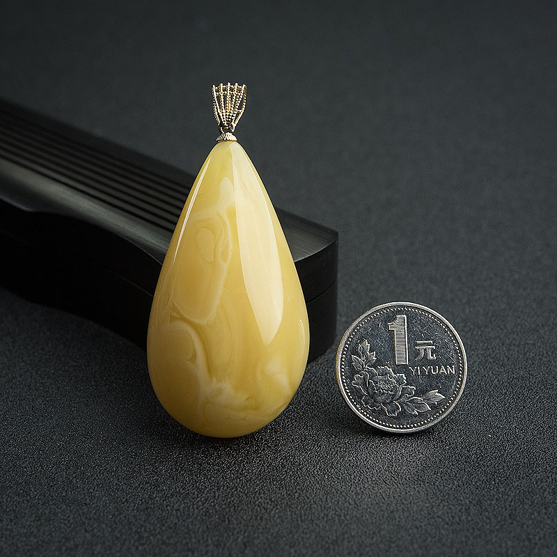 天然白花蜜蜡吊坠 - 红掌柜