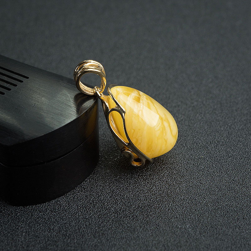 波罗的海银镶白花蜜吊坠 - 红掌柜