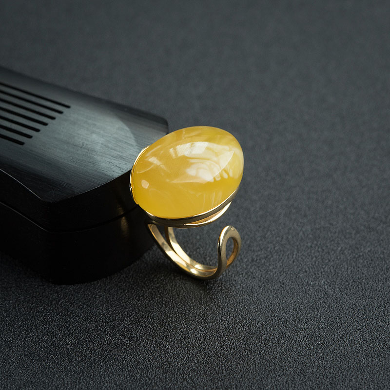 波罗的海白花蜜蜡戒指 - 红掌柜