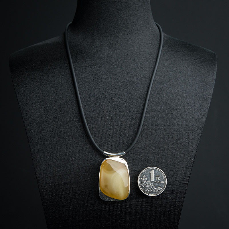 天然带皮白花蜜蜡项链 - 红掌柜