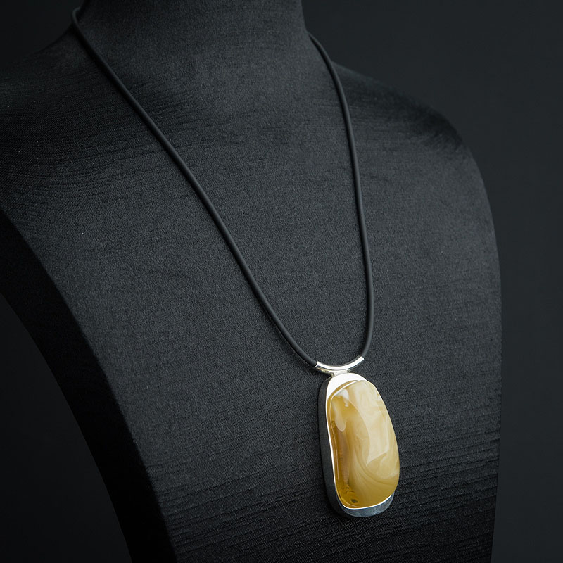 银镶带皮白花蜜蜡项链 - 红掌柜