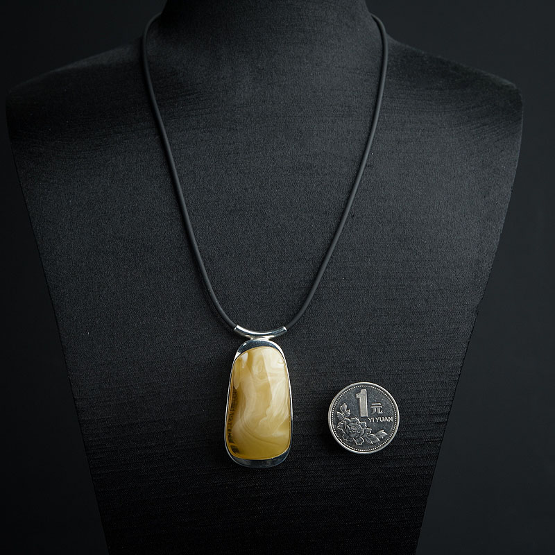 天然带皮白花蜜蜡项链 - 红掌柜