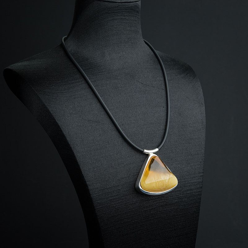 天然银镶带皮白花蜜蜡项链 - 红掌柜