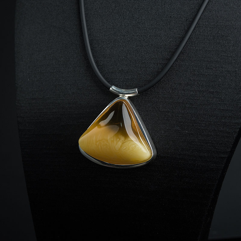 波罗的海银镶带皮白花蜜蜡项链 - 红掌柜