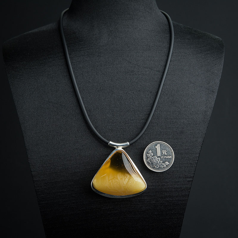 天然带皮白花蜜蜡项链 - 红掌柜