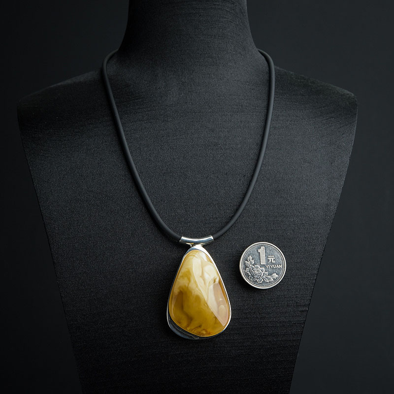 天然带皮白花蜜蜡项链 - 红掌柜