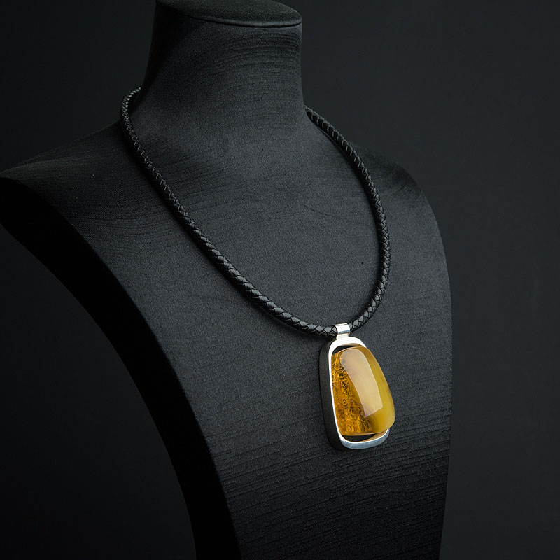 天然银镶带皮褐黄金绞蜜项链 - 红掌柜