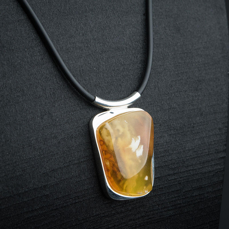 波罗的海银镶带皮白花蜜项链 - 红掌柜