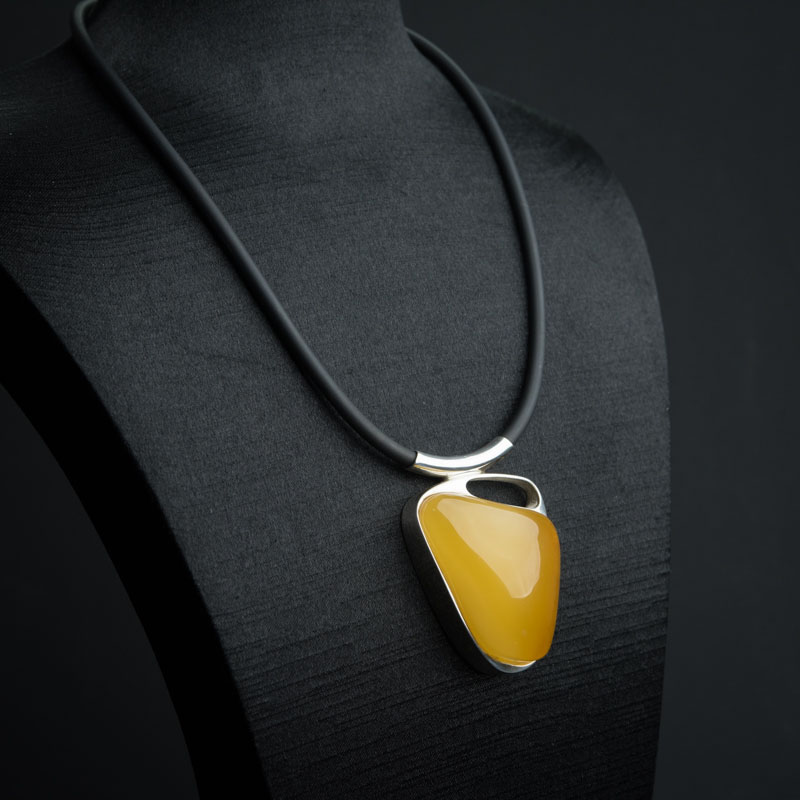 银镶带皮褐黄蜜蜡项链 - 红掌柜