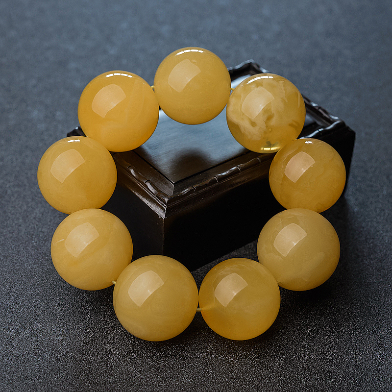 28mm白花蜜蜜蜡手串-红掌柜