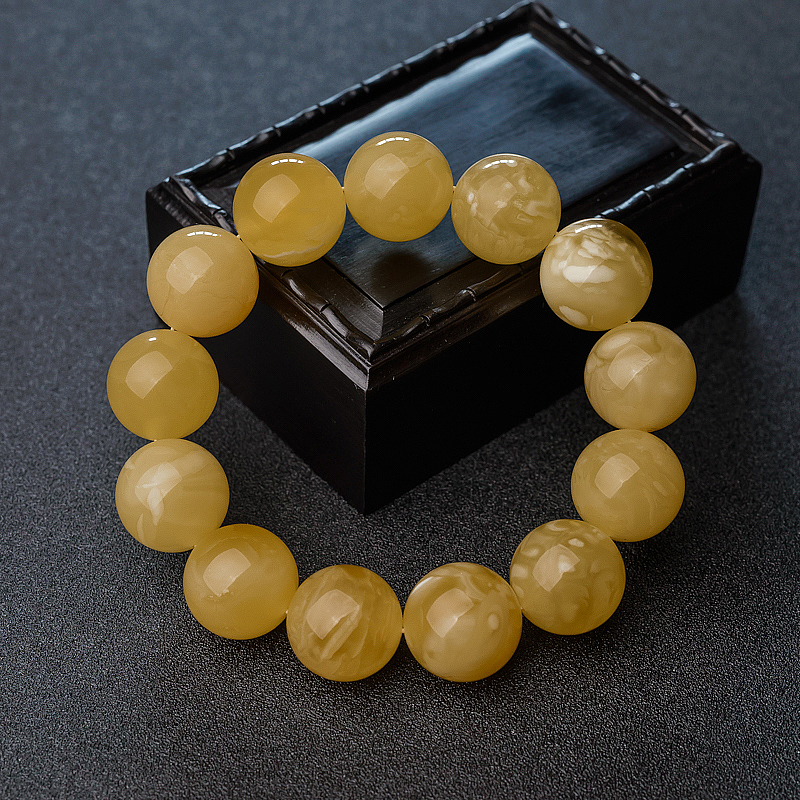 18mm白花蜜蜜蜡手串-红掌柜