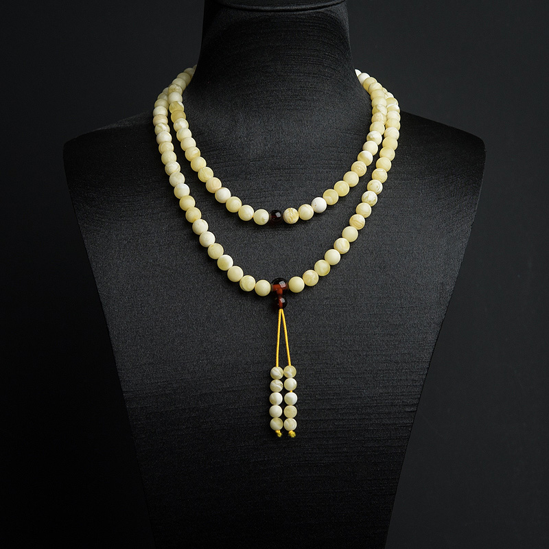 波罗的海天然白花蜜蜡108佛珠-红掌柜