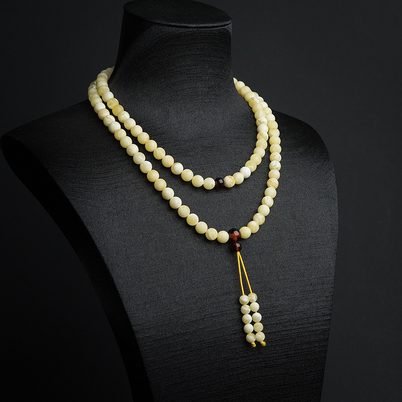 波罗的海白花蜜蜡108佛珠-红掌柜