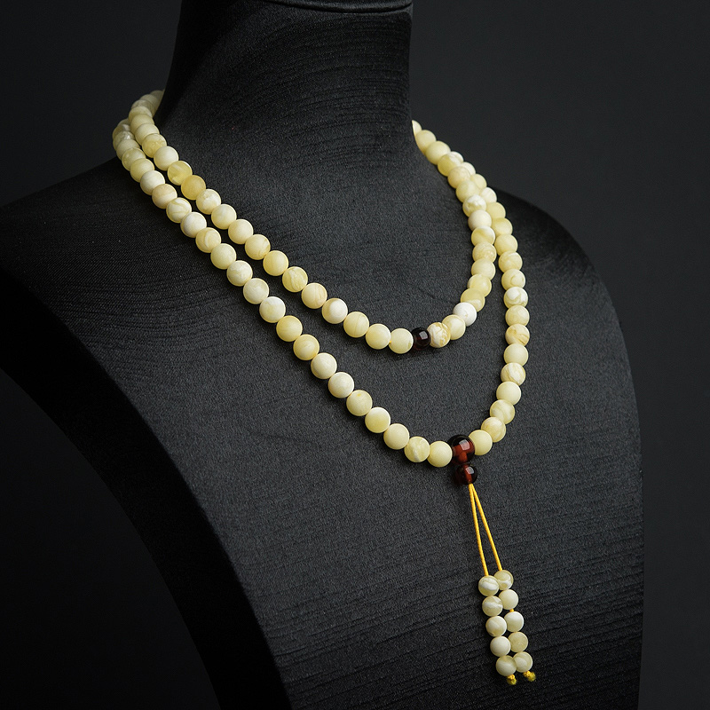 波罗的海天然白花蜜蜡佛珠-红掌柜