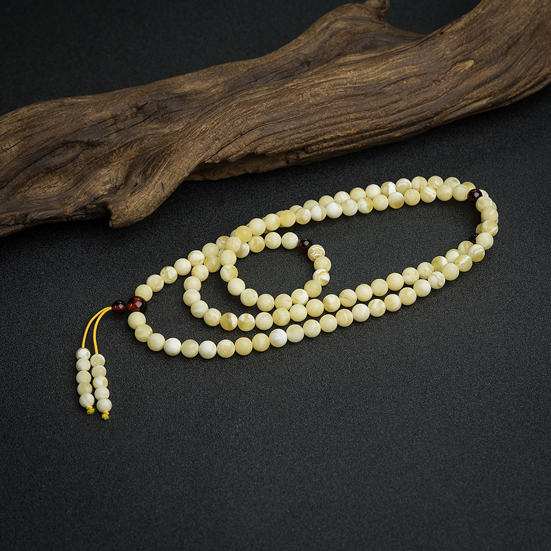 白花蜜蜡108佛珠-红掌柜