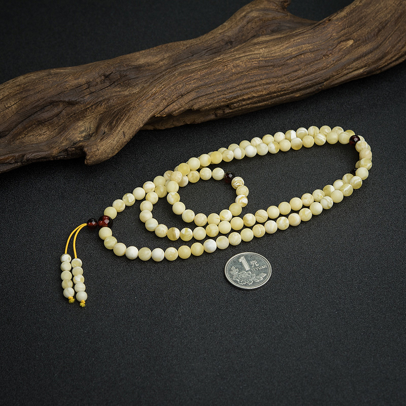 波罗的海白花蜜蜡佛珠-红掌柜