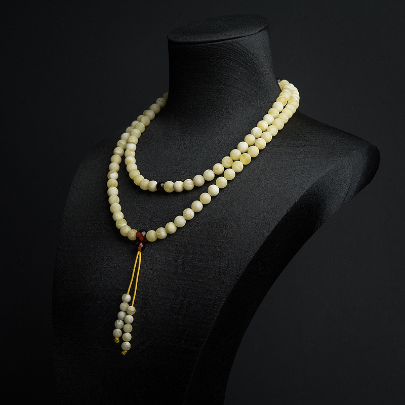 波罗的海天然白花蜜蜡108佛珠-红掌柜