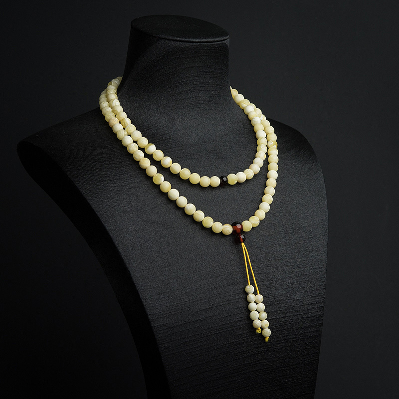 7mm天然白花蜜蜡108佛珠-红掌柜