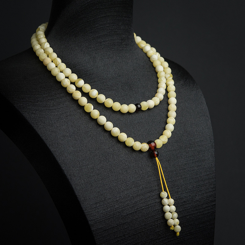 7mm波罗的海白花蜜蜡108佛珠-红掌柜