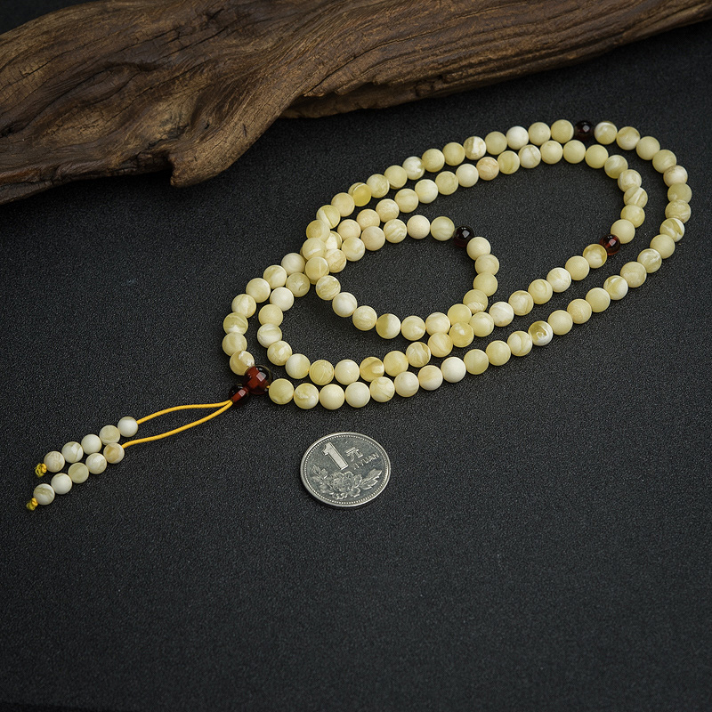 白花蜜蜡108佛珠-红掌柜