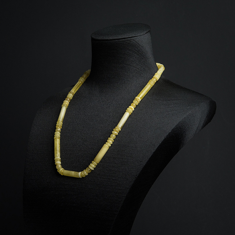 天然白花蜜蜡桶珠项链-红掌柜