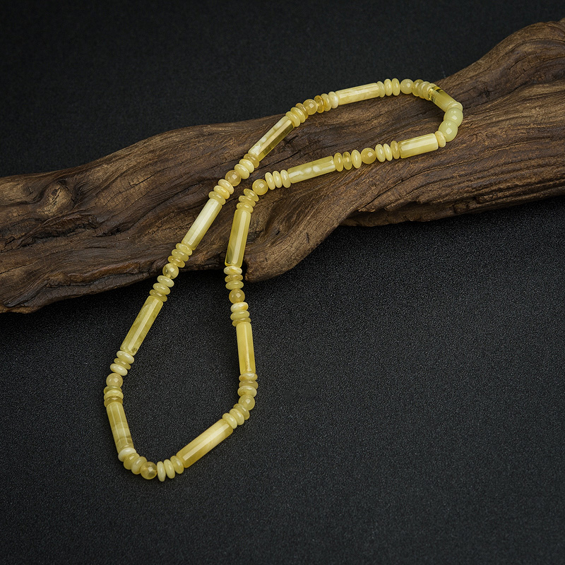 白花蜜蜡桶珠项链-红掌柜