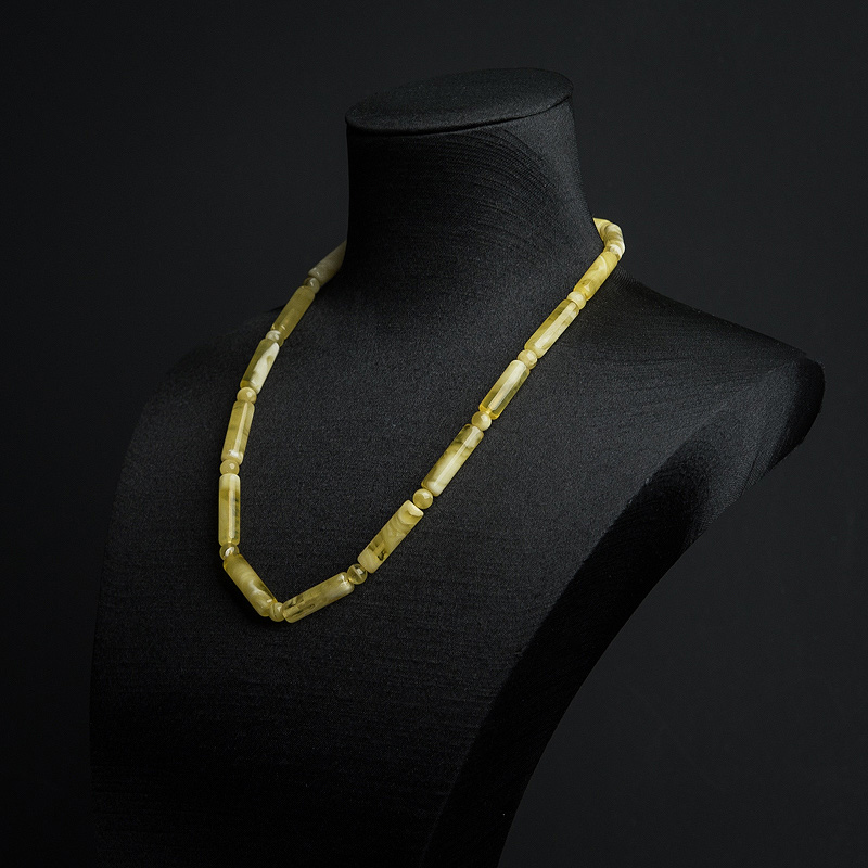 天然白花蜜蜡桶珠项链-红掌柜