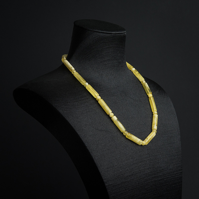 波罗的海白花蜜蜡桶珠项链-红掌柜