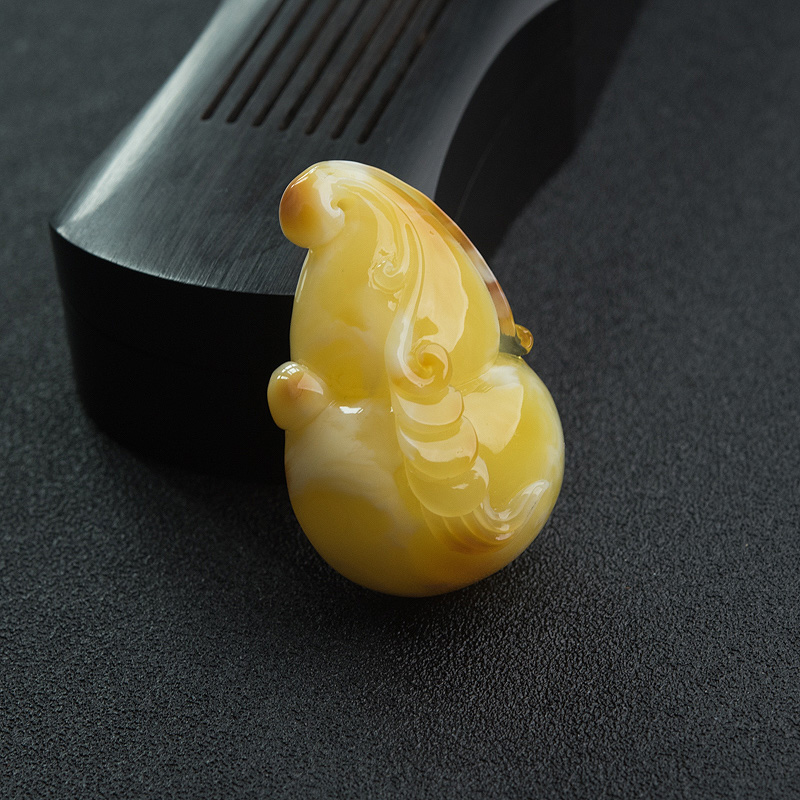 天然白花蜜蜡葫芦吊坠-红掌柜