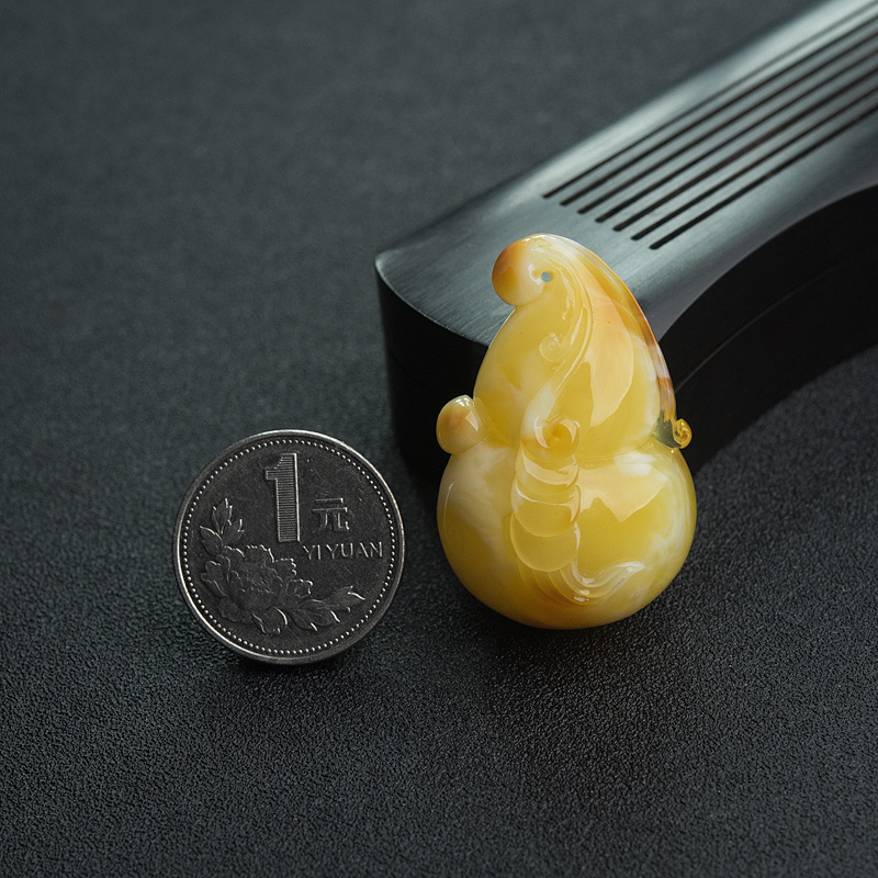 天然白花蜜蜡葫芦吊坠-红掌柜