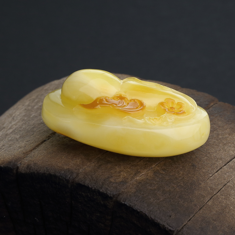 波罗的海天然带皮蜜蜡福禄双全吊坠-红掌柜