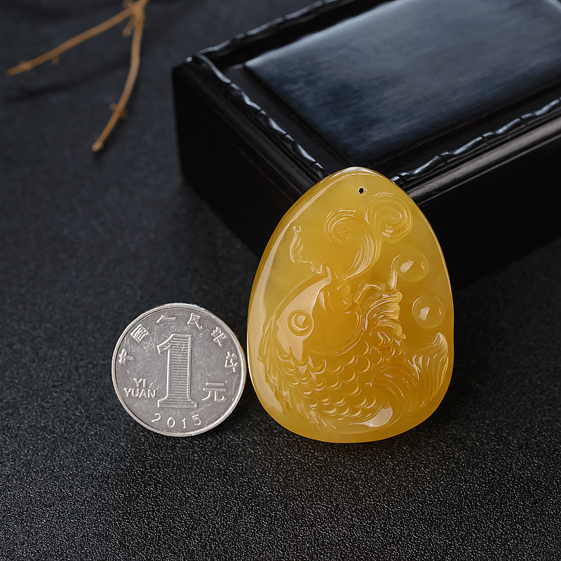 鸡油黄蜜蜡吊坠-红掌柜