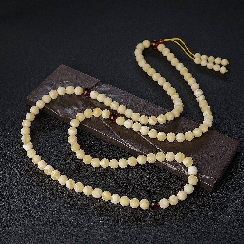 波罗的海天然白花蜜蜡108佛珠-红掌柜