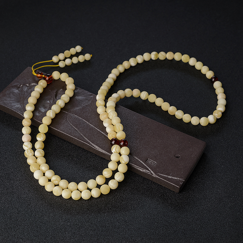 波罗的海白花蜜蜡108佛珠-红掌柜