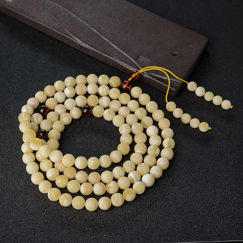 波罗的海天然白花蜜蜡佛珠-红掌柜