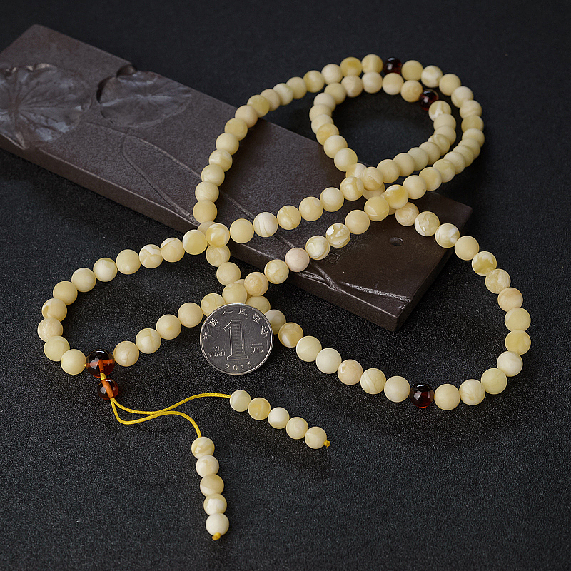 波罗的海白花蜜蜡佛珠-红掌柜