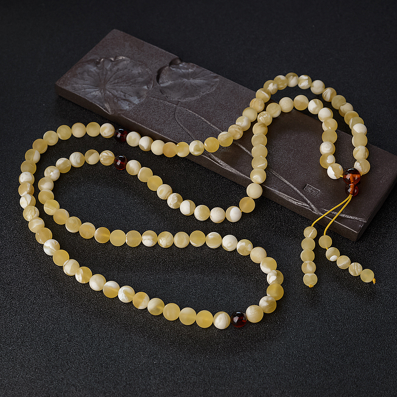 波罗的海天然白花蜜蜡108佛珠-红掌柜