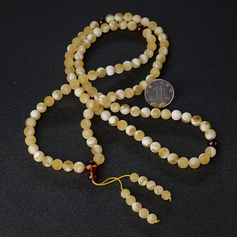 天然白花蜜蜡佛珠-红掌柜