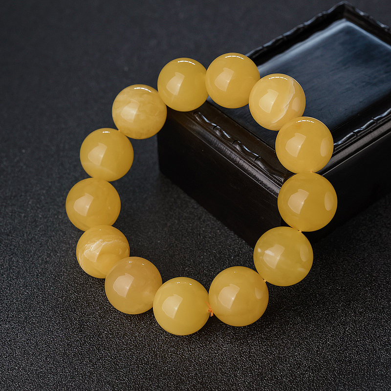 波罗的海天然鸡油黄蜜蜡单圈手串-红掌柜