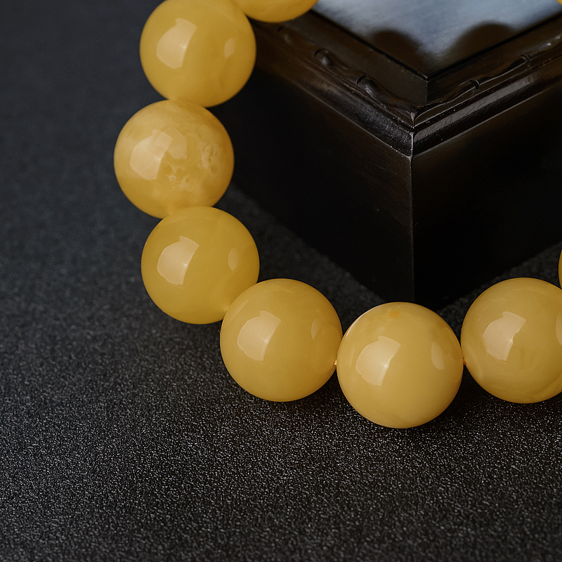 天然鸡油黄蜜蜡手串-红掌柜