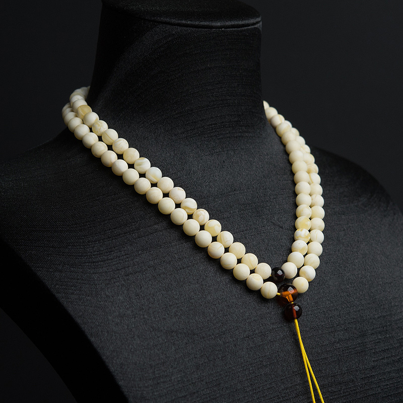 白花蜜蜡108佛珠-红掌柜