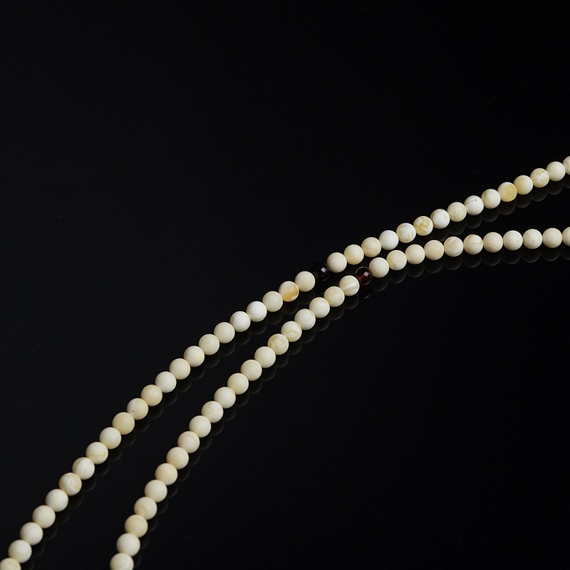 天然白花蜜蜡佛珠-红掌柜