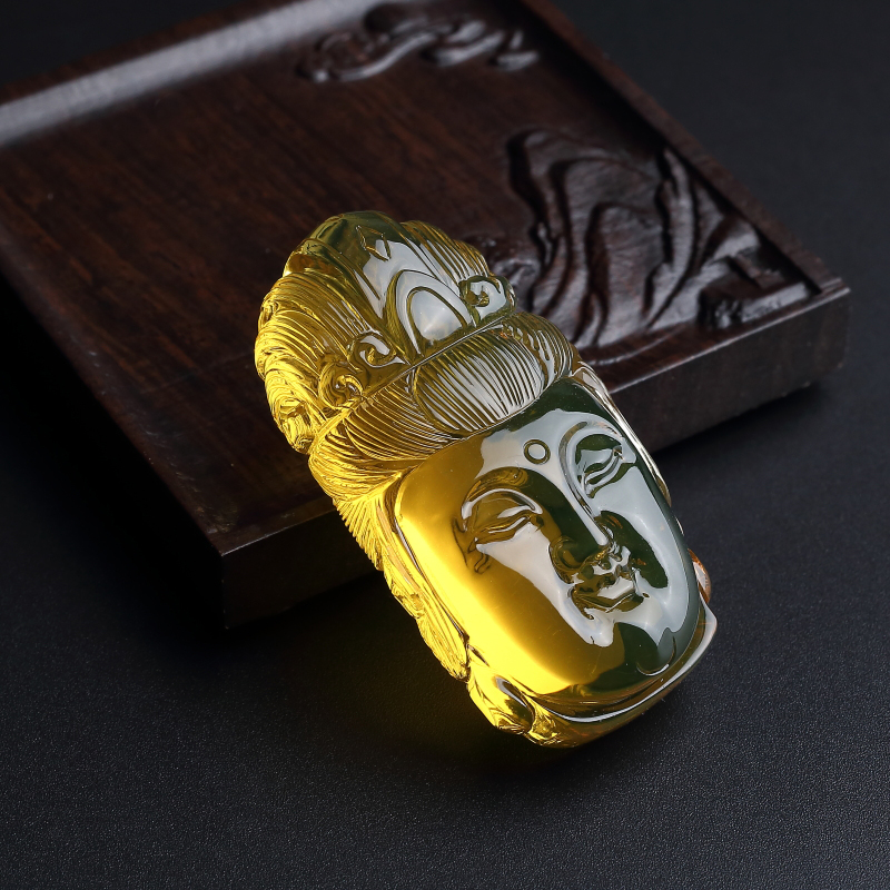 净水墨西哥蓝珀观音吊坠-红掌柜