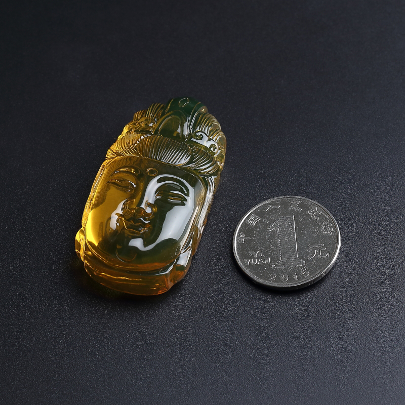 蓝珀观音吊坠-红掌柜