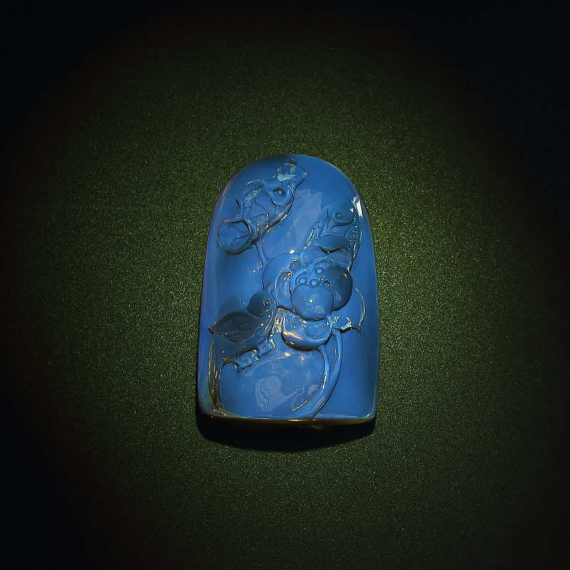 高蓝净水蓝珀吊坠-红掌柜