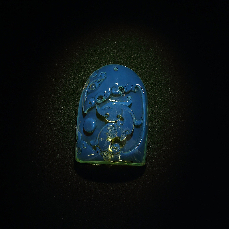 墨西哥蓝珀龙凤吊坠-红掌柜