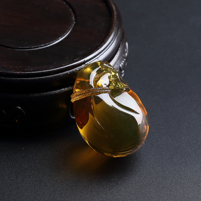 净水墨西哥蓝珀福袋吊坠-红掌柜