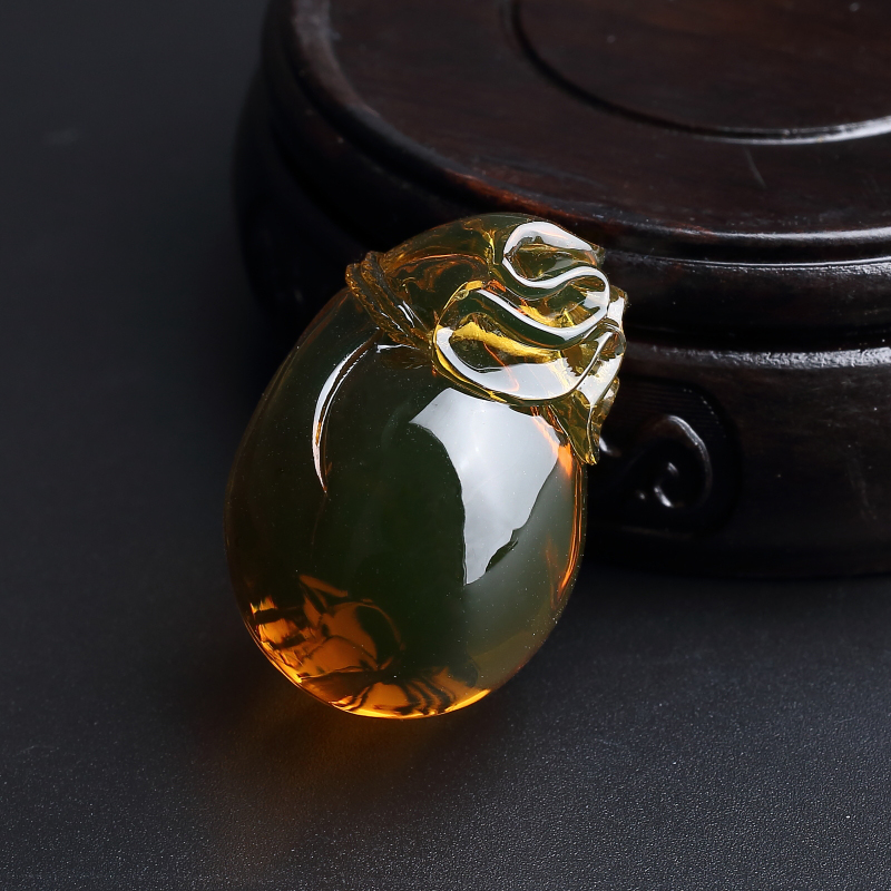 高蓝墨西哥蓝珀福袋吊坠-红掌柜