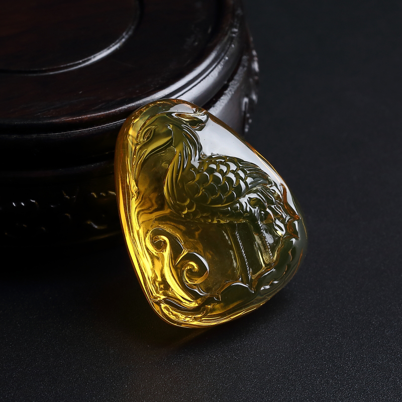 净水墨西哥蓝珀鹤利年年吊坠-红掌柜