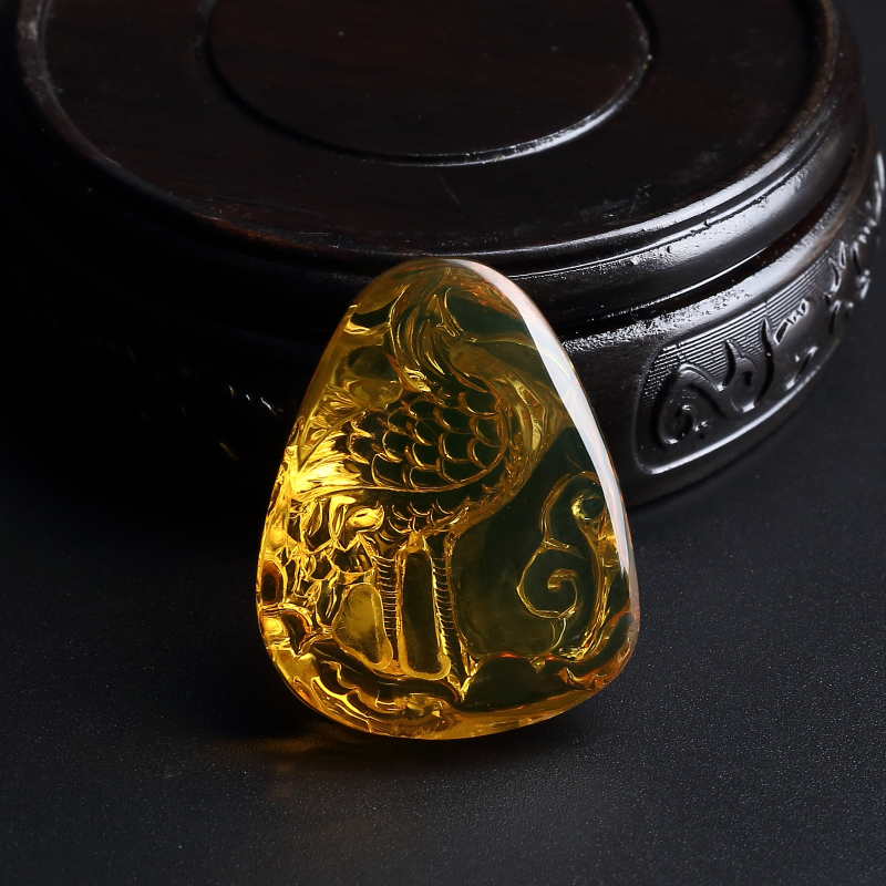 高蓝墨西哥蓝珀鹤利年年吊坠-红掌柜